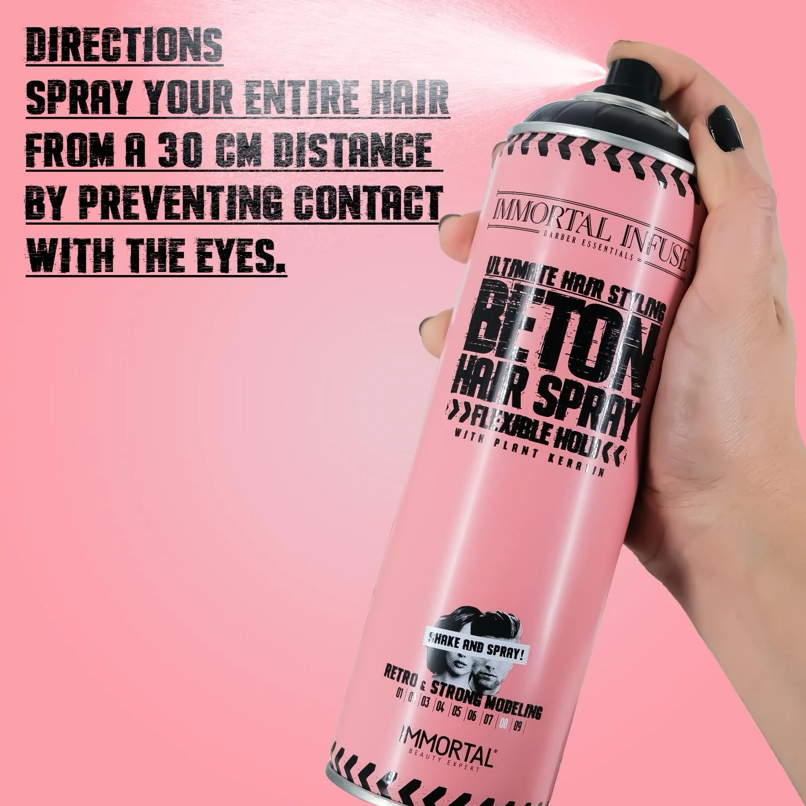 'Beton Hair Spray Flexible Hold' low shine/plant keratin/500ml - Image 4
