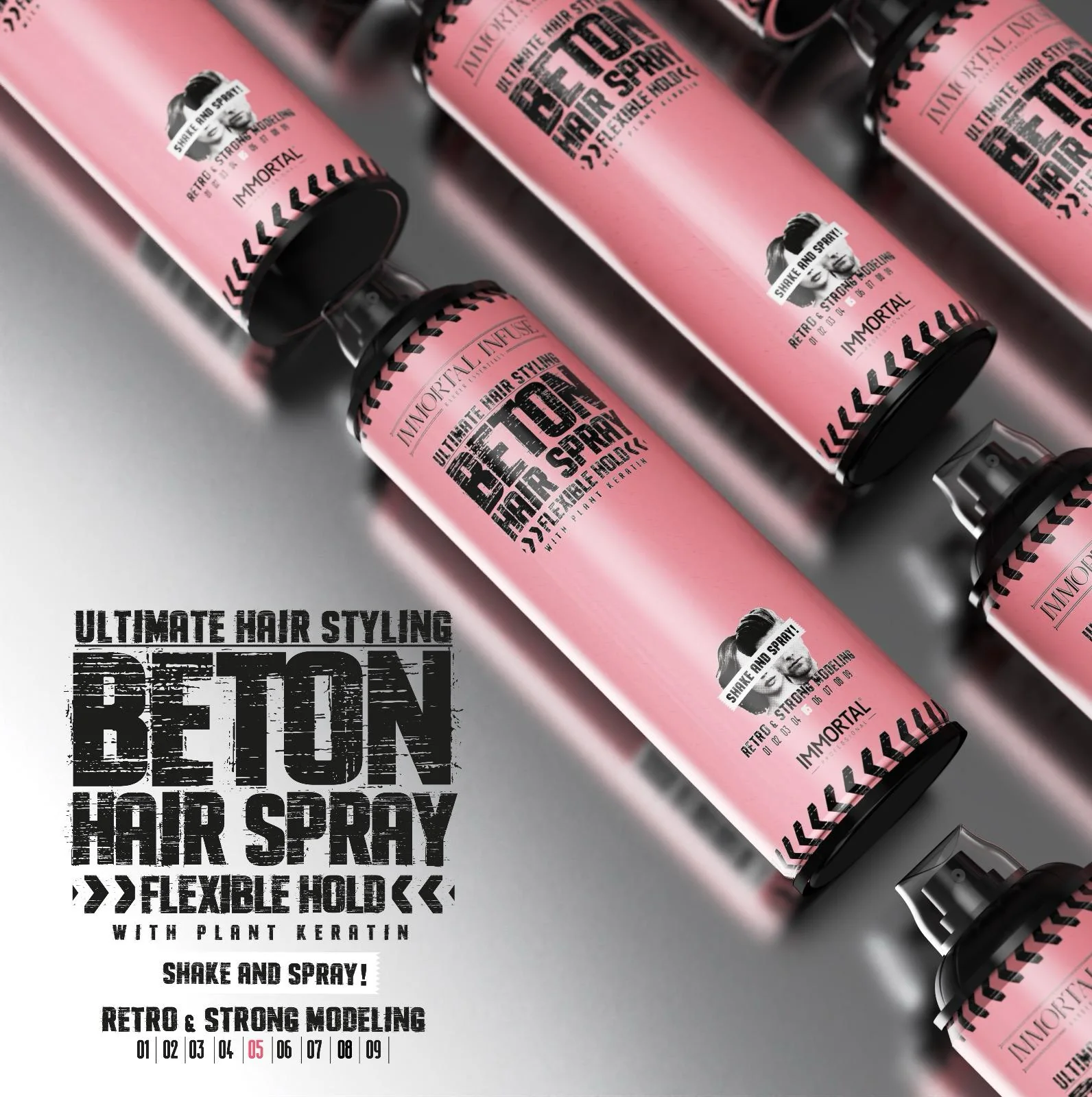 'Beton Hair Spray Flexible Hold' low shine/plant keratin/500ml - Image 6