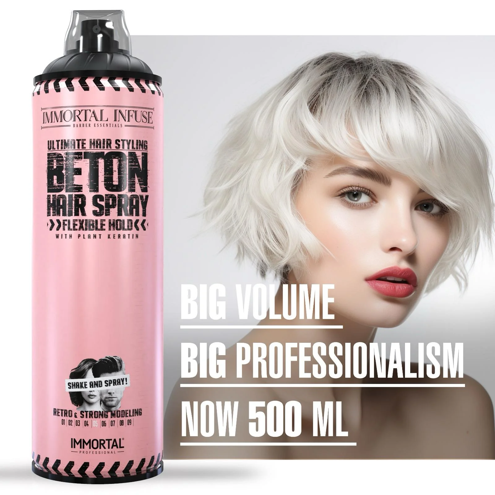 'Beton Hair Spray Flexible Hold' low shine/plant keratin/500ml - Image 7