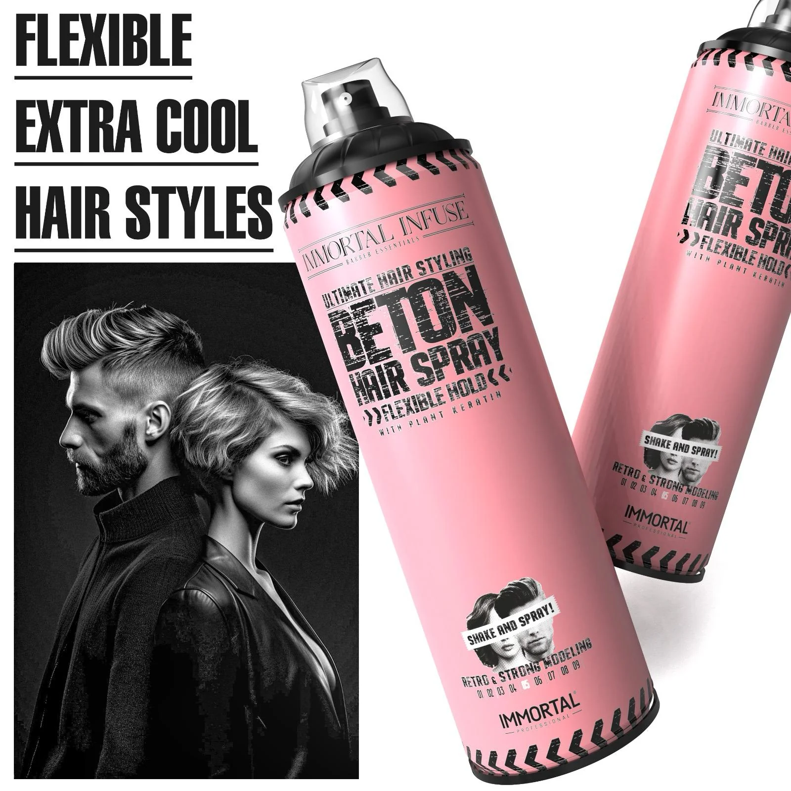 'Beton Hair Spray Flexible Hold' low shine/plant keratin/500ml - Image 8