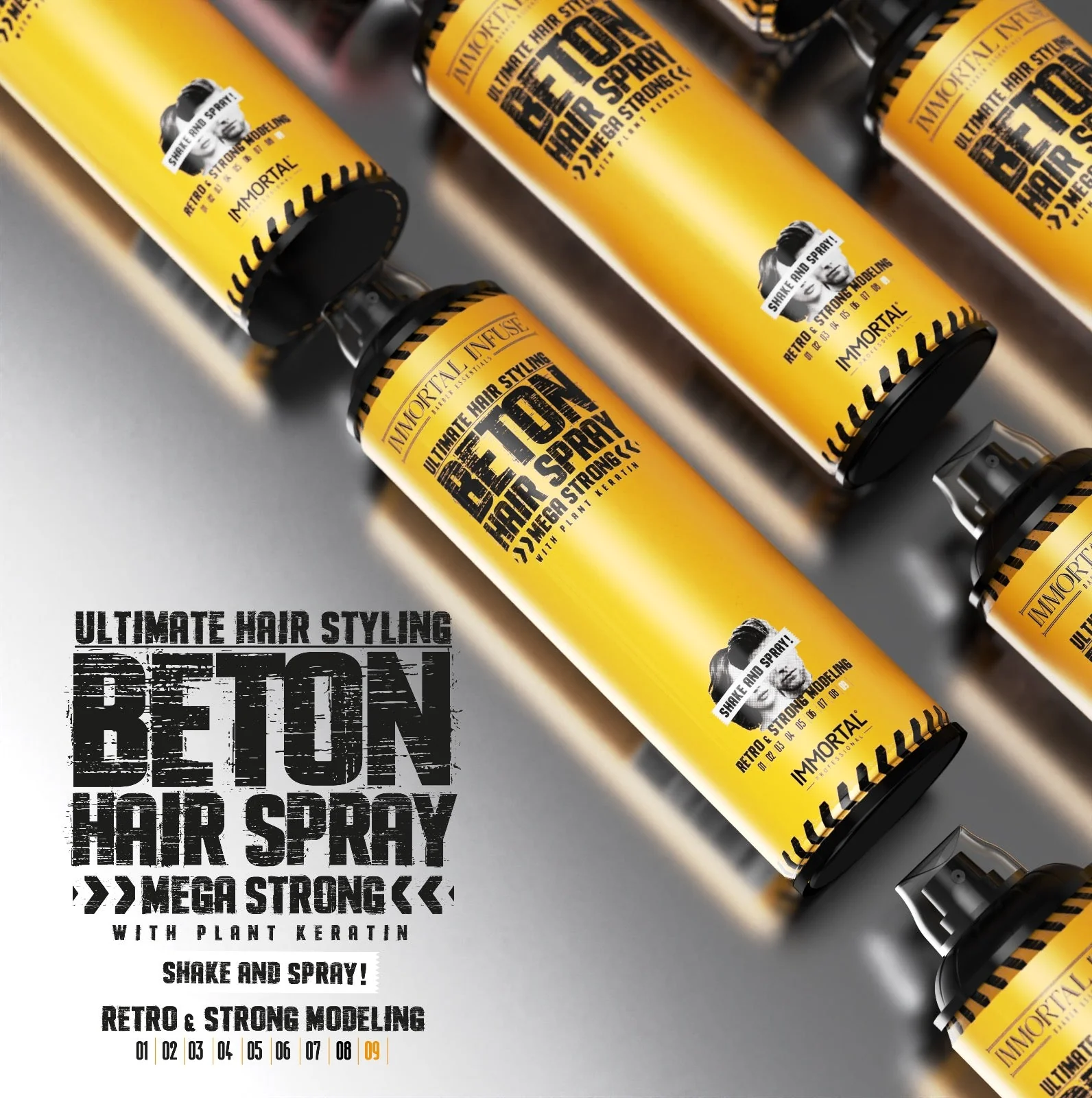 'Beton Mega Strong Hair Spray' matte dry look/plant keratin/500ml - Image 4