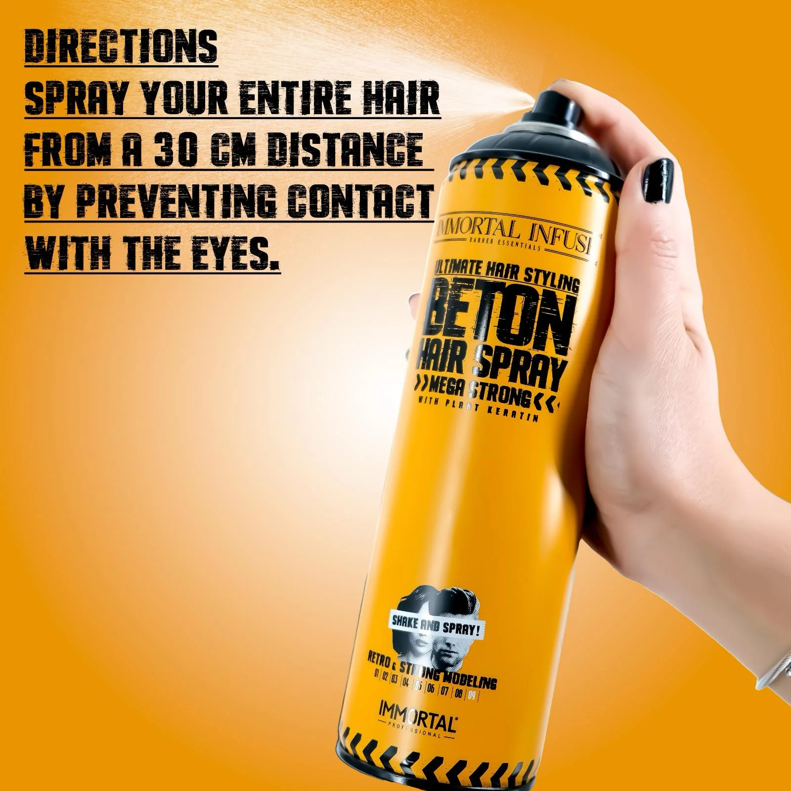'Beton Mega Strong Hair Spray' matte dry look/plant keratin/500ml - Image 5