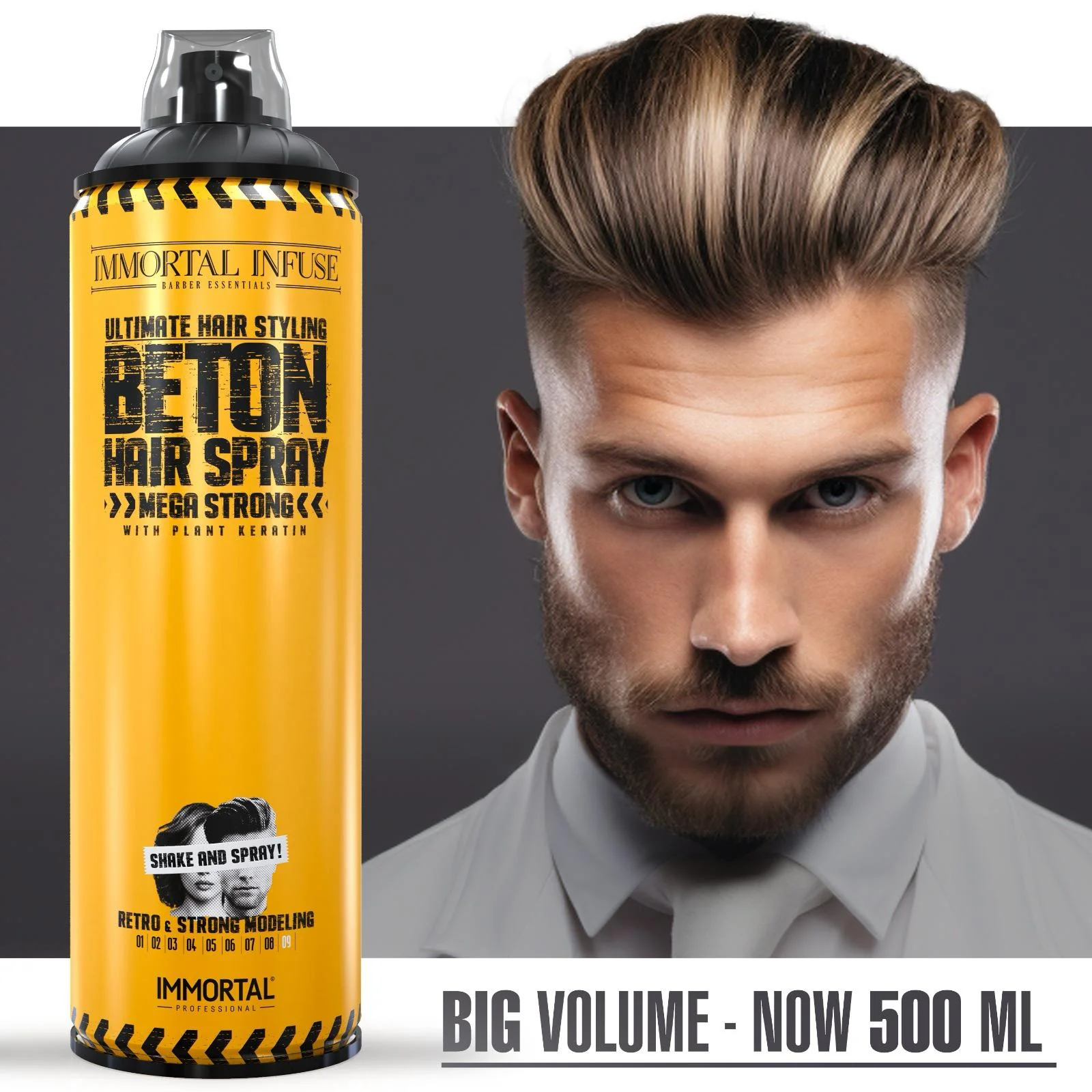 'Beton Mega Strong Hair Spray' matte dry look/plant keratin/500ml - Image 6