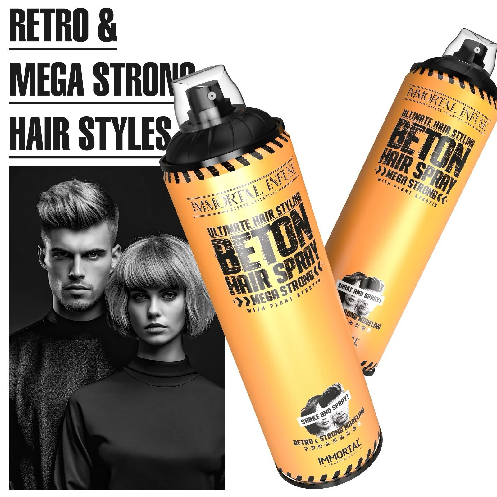 'Beton Mega Strong Hair Spray' matte dry look/plant keratin/500ml - Image 7